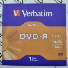 диск DVD-R Verbatim 4,7GB 16X бумажный конверт