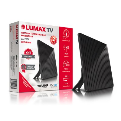 Антенна Lumax эфирная комнатная DVB-T2 DA1205A