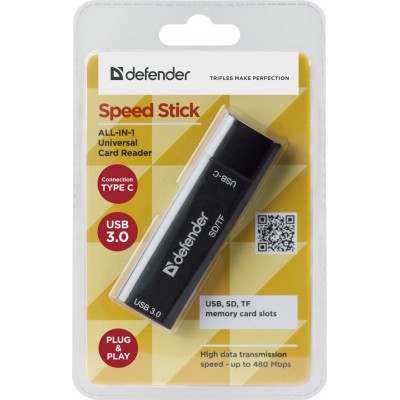 Картридер внешний Defender Speed Stick USB 3.1,TYPE-C-USB/SD/TF