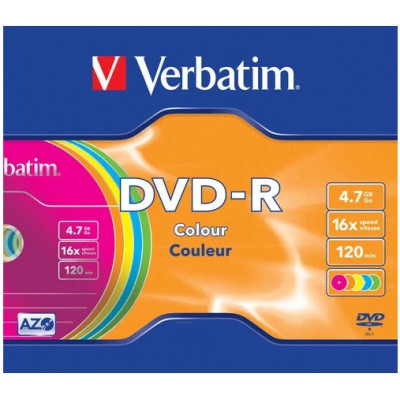 диск DVD-R Verbatim 4,7GB 16X Slim Box COLOUR
