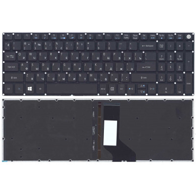 Клавиатура для Acer Aspire E5-522, E5-573, E5-722 черная с подсветкой