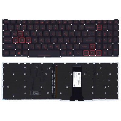 Клавиатура для Acer Nitro 5 AN515-54 черная с красной подсветкой