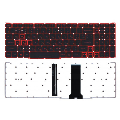 Клавиатура для Acer Nitro 5 AN515-54 черная с красной подсветкой (красная подложка) Клавиатура для Acer Nitro 5 AN515-54 черная с красной подсветкой (красная подложка)