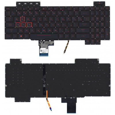 Клавиатура для Asus Gaming FX504 черная с красной подсветкой