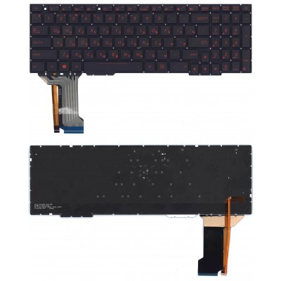 Клавиатура для Asus GL553, GL553V, GL553VW, ZX553VD черная, красные кнопки, с подсветкой