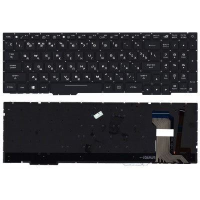 Клавиатура для Asus GL553, GL553V, GL553VW, ZX553VD, ZX53V, ZX73 черная, без рамки, с подсветкой