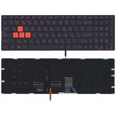 Клавиатура для Asus GL702 черная с красной подсветкой