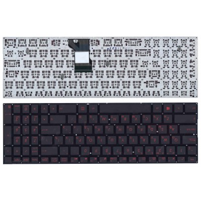 Клавиатура для Asus N541, N501 черная, шрифт красный