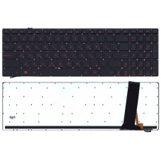 Клавиатура для Asus N56, N56V, N76 черная с красной подсветкой