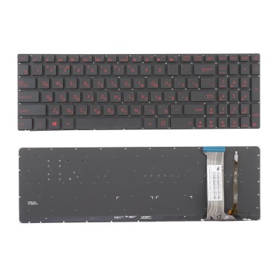 Клавиатура для Asus G771, N551 черная без рамки с красной подсветкой
