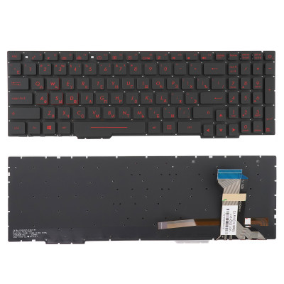 Клавиатура для Asus GL553, GL553V, GL553VW, ZX553VD, ZX53V, ZX73 черная, без рамки, красные 