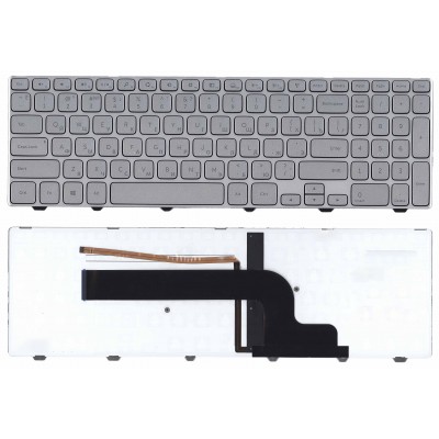 Клавиатура для Dell Inspiron 15-7000 7537 серебристая с подсветкой