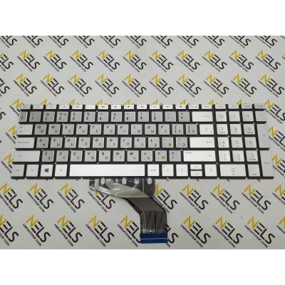 Клавиатура для HP 15-dw серебристая (с русскими наклейками)