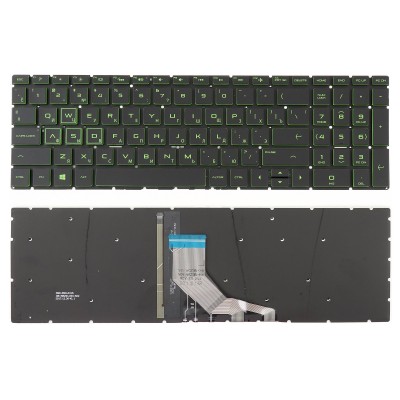Клавиатура для HP Pavilion Gaming 15-CX черная с зеленой подсветкой