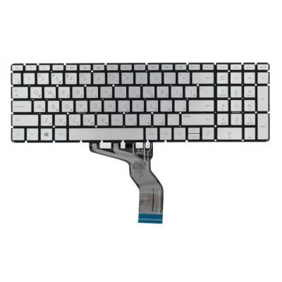 Клавиатура для HP 15s-fq1000 серебристая с подсветкой Клавиатура для HP 15s-fq1000 серебристая с подсветкой