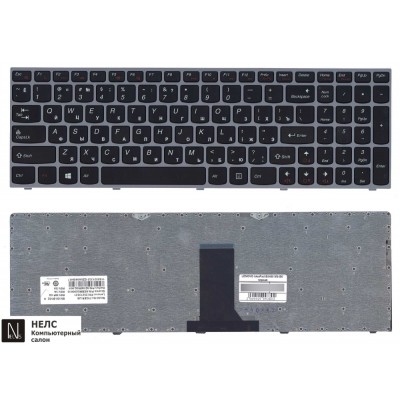 Клавиатура для Lenovo B5400 M5400 чёрная с серебристой рамкой