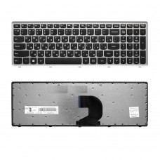 Клавиатура для Lenovo IdeaPad Z500 чёрная с серой рамкой