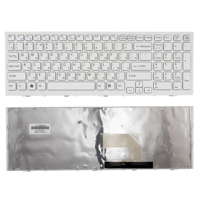 Клавиатура для Sony Vaio VPC-EH VPCEH Series. Белая, с белой рамкой