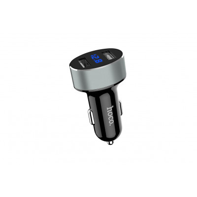 Автомобильная зарядка HOCO Z26, два порта USB, LED экран, 5V, 2.1A черная