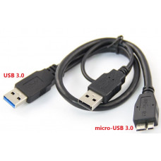 Кабель USB A-->microUSB 3.0 30см. с доп. питанием