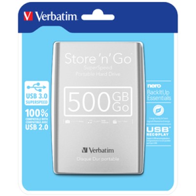 HDD External 2.5"  500Gb Verbatim Smart Disk Silver 53021 