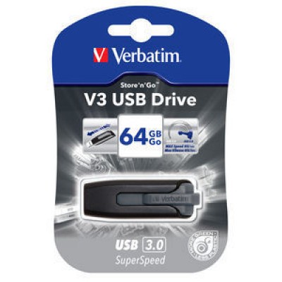 USB Flash Drive 64GB Verbatim (V3 BLACK) (49174)