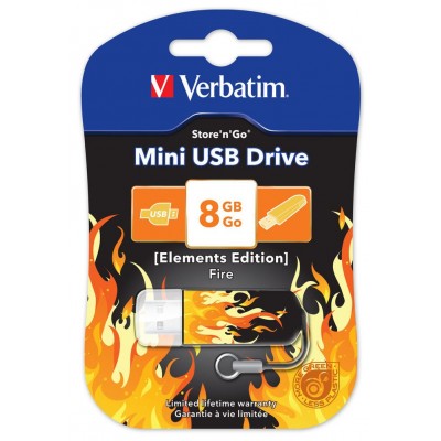 USB Flash Drive  8Gb Verbatim (MINI ELEMENTS EDITION FIRE) USB2.0 (98158)