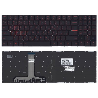 Клавиатура для Lenovo Legion Y520, Y520-15IKB, Y720-15IKB черная без рамки, красная подсветка