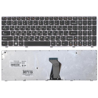 Клавиатура для Lenovo B570, B580, V570, Z570 черная с серой рамкой