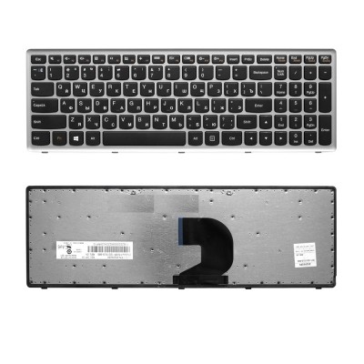 Клавиатура для Lenovo Z500, P500 чёрная с серой рамкой