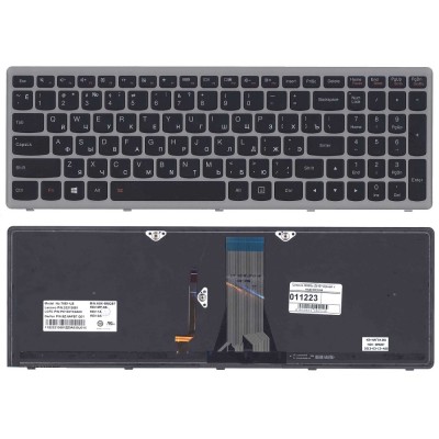 Клавиатура для Lenovo G505s, S510, Z510 черная с подсветкой c серебристой рамкой