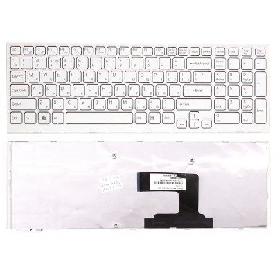 Клавиатура для Sony VPC-EL VPCEL белая с белой рамкой