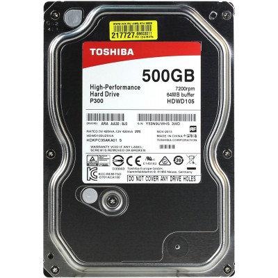 3.5'' HDD SATA  500Gb Toshiba P300 HDWD105UZSVA 64Mb 7200rpm SATA