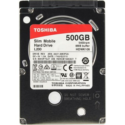 2.5'' HDD SATA  500Gb Toshiba HDWK105UZSVA