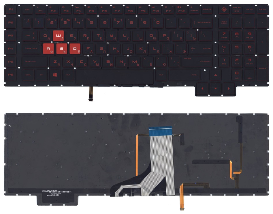 Клавиатура для HP Omen 17-AN000 черная с красной подсветкой
