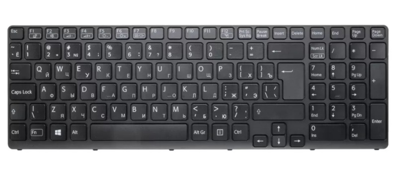 Клавиатура для Sony Vaio SVE17 черная с подсветкой
