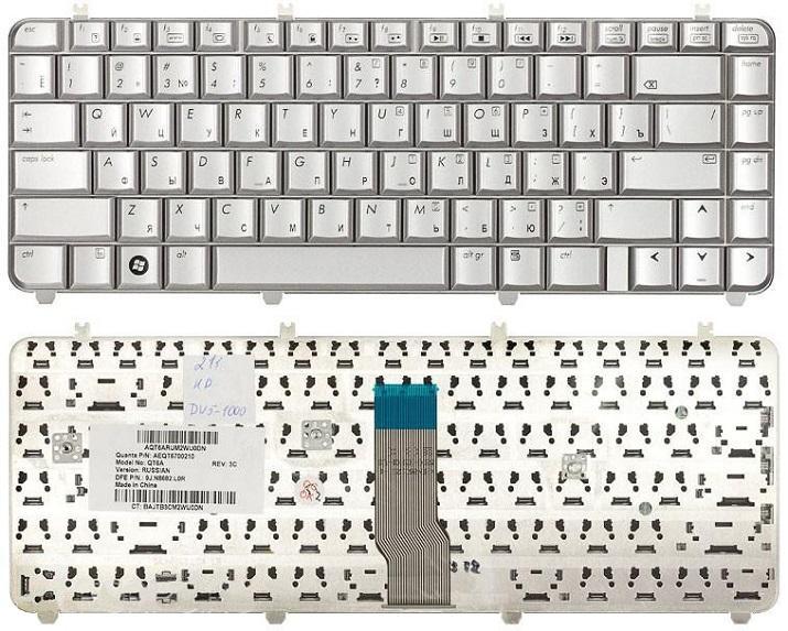 Клавиатура для HP Pavilion dv5-1000, dv5-1100 серебристая